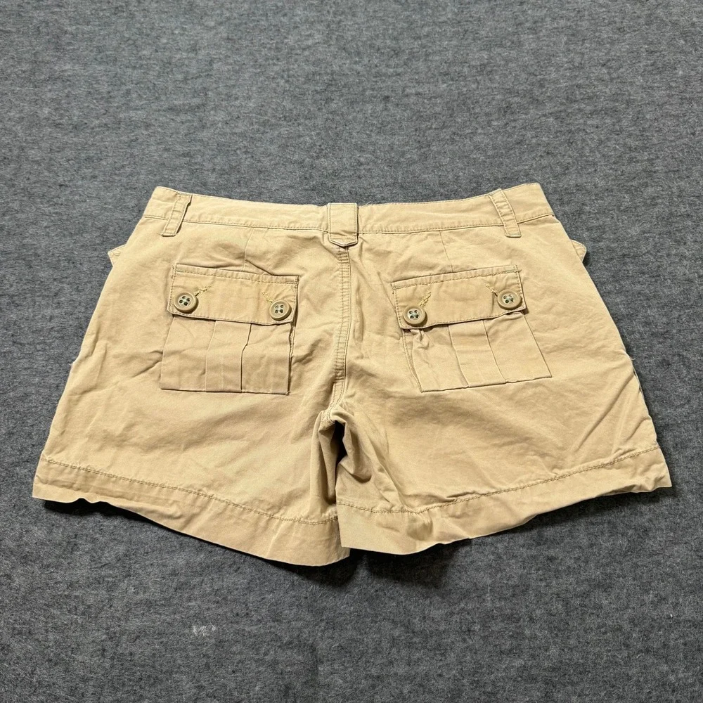 VTG Y2K Old Navy Khaki Cargo Shorts Women 4 Low Waist Tan Cotton Utility Mini